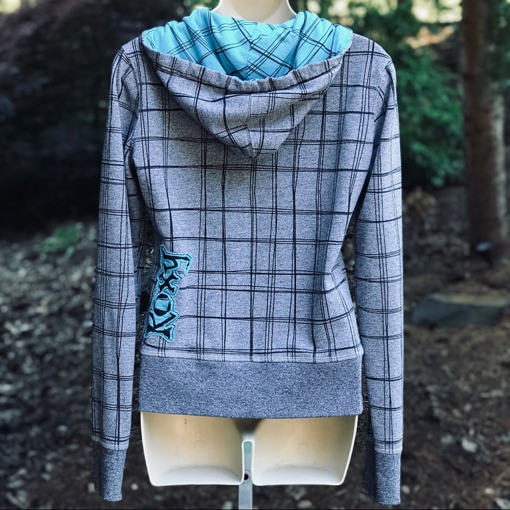 Roxy Gray & Turquoise Zip Front Sweatshirt - M - image 2